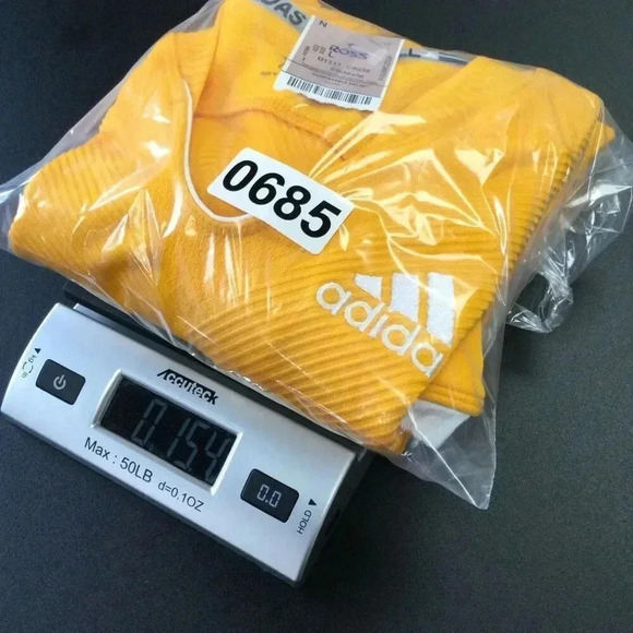 NWT Adidas Mens Yellow Cap Sleeve Slim Football Jersey Top Size Large - Picture 8 of 9